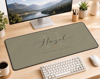 Personalized Location Desk Mat, Custom Coordinates Mouse Pad, Travel City Desk Pad, Name Address Mousepad, Office Desk Decor Gift