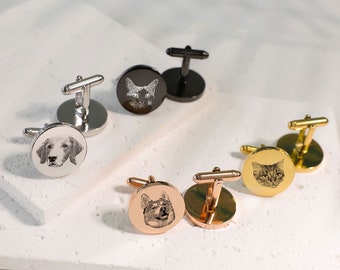 Custom Photo Cuff Links, Pet Portrait Cufflinks, Dog Engraved Cuff Links, Memorial Cuff Links, Anniversary, pet memorial gift