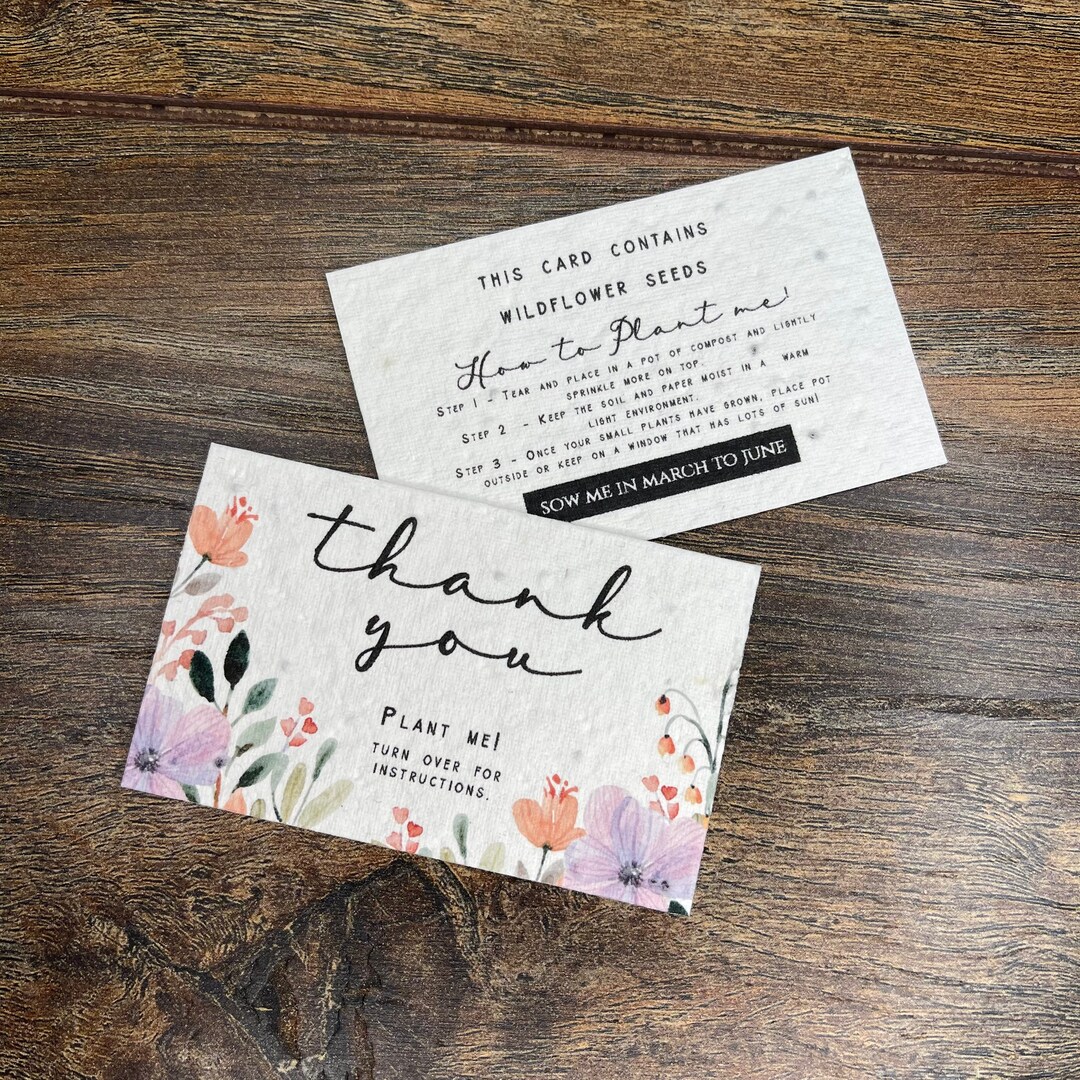 Plantable Thank You Cards. Eco Friendly. Recycled. Plant. Etsy UK
