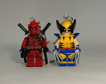 Deadpool & Wolverine xmen mini figure keychains - geek nerd retro keyring