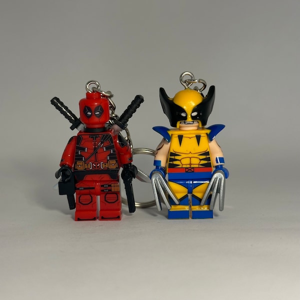 Deadpool & Wolverine X-Men minifigur nyckelringar - geek nerd retro nyckelring