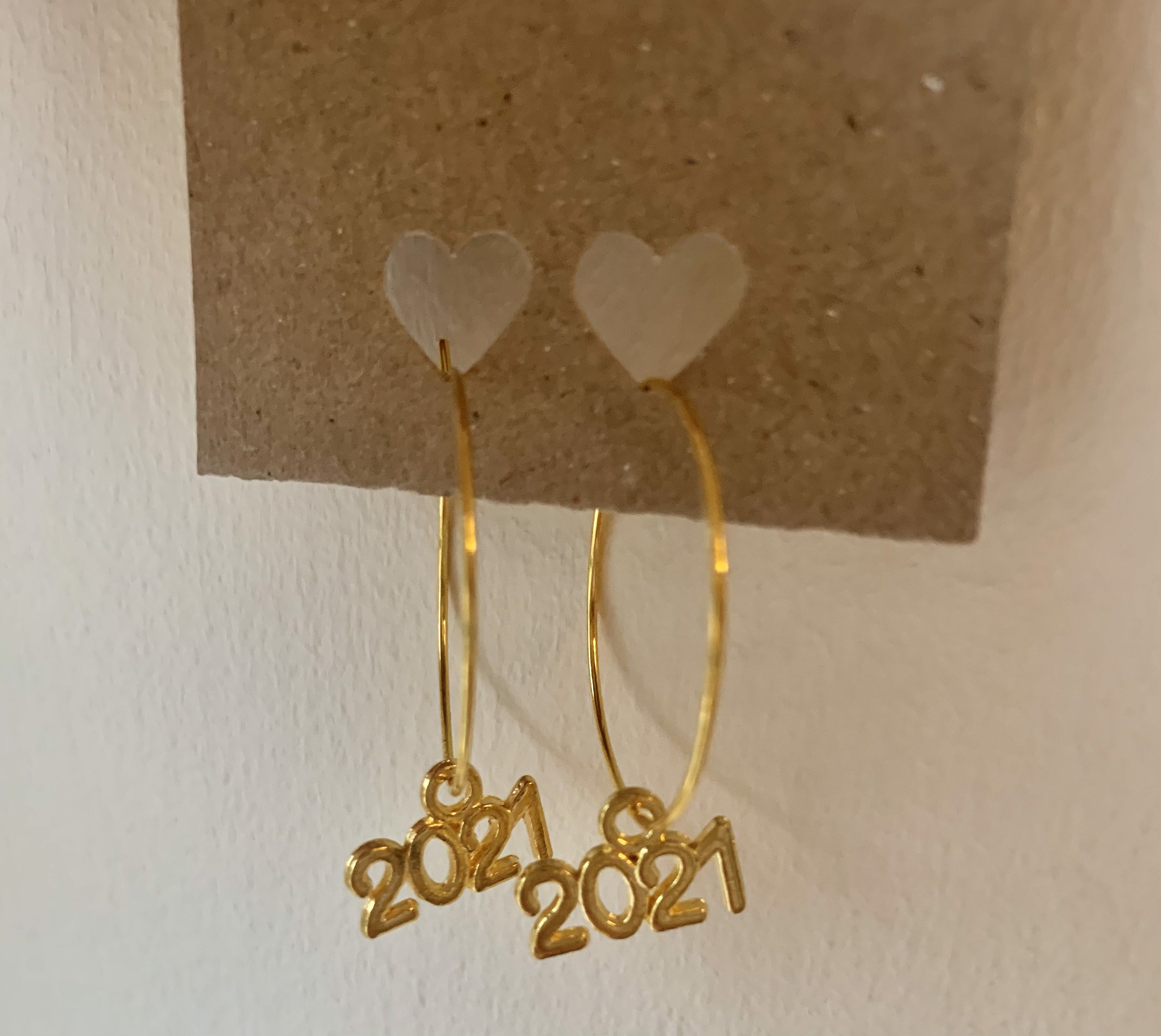 2021 earrings / hoop earrings / new year/ 2020 / gold / silver Etsy