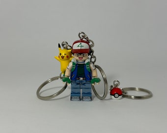 Ash and Pikachu mini figure keychains - geek nerd retro Pokémon gaming Nintendo