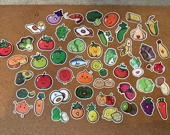 Happy food stickers x50 cute gift idea or stocking filler