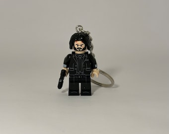 John Wick keychain Keanu Reeves - mini figure keyring - geek nerd gift