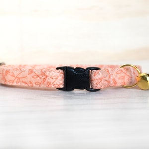 Breakaway Cat Collar with Bell “Coral Flowers” / Orange Floral Collar for Kitten, Cat, Large Cat