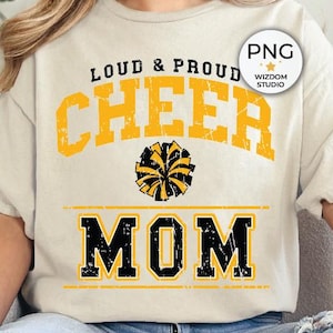 Cheer Mom PNG Image, Cheer Gold Black Varsity Design, Sublimation Designs Downloads, PNG File