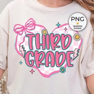 Third Grade PNG Image, Back To School 3rd Grade Coquette Design, Sublimation Designs Downloads, PNG File