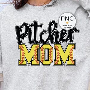 Pitcher Mom PNG Image, Softball Letters Black Design, Sublimation Designs Downloads, PNG File