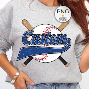 Anpassad baseboll PNG-bild, personligt maskotnamn och färger retrodesign, sublimeringsdesigner nedladdningar