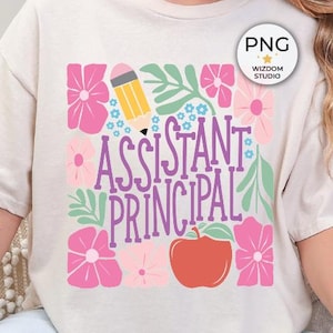 Assistant Principal PNG Image, Back To School PreK Floral Abstract Design, Sublimation Designs Downloads, PNG File