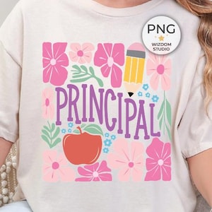 Principal PNG Image, Back To School Teacher Floral Abstract Design, Sublimation Designs Downloads, PNG File