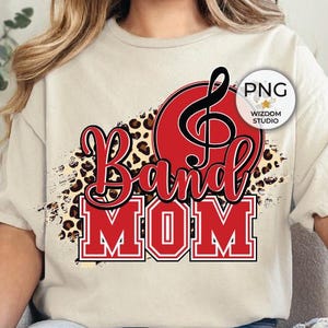 Band Mom PNG Image, Leopard Band Red Design, Sublimation Designs Downloads, PNG File