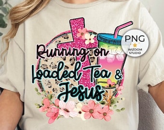 Running On Loaded Tea & Jesus PNG Obraz, Loaded Tea Leopard Design, Pobieranie projektów sublimacji, Plik PNG