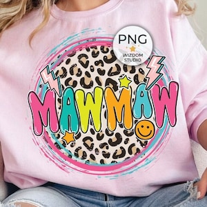 Mawmaw PNG Image, Leopard Lightning Bolt Colorful Leopard Granny Design, Sublimation Designs Downloads, PNG File