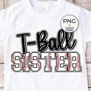 Imagen PNG de la hermana de T-Ball, diseño negro de la letra de Tee Ball, descargas de diseños de sublimación, archivo PNG