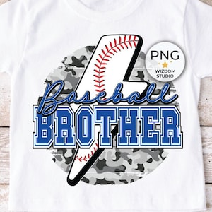 Baseball Brother PNG Image, Baseball Bolt Camo Blue Design, Sublimation Designs Downloads, PNG File