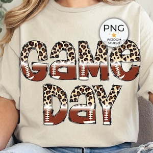 Game Day PNG Image, Football Leopard Letter Design, Sublimation Design, Transparent PNG, Digital Download, Instant Download