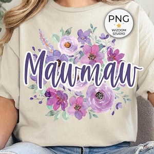 Mawmaw PNG Image, Floral Mawmaw Purple Design, Sublimation Designs Downloads, PNG File