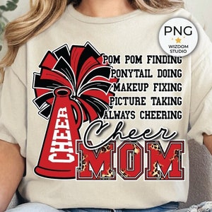 Cheer Mom PNG Image, Leopard Cheer Quotes Red Design, Sublimation Designs Downloads, PNG File