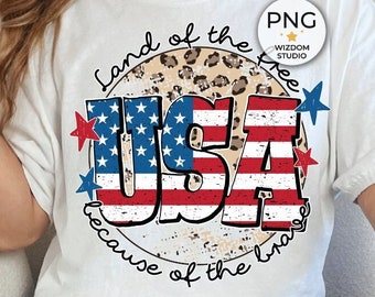 Land Of The Free Because Of The Brave PNG Image, Leopard Patriotic Design, Sublimation Designs Downloads, PNG File (ORIGINAL Design)