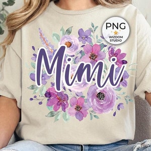 Mimi PNG Image, Floral Mimi Purple Design, Sublimation Designs Downloads, PNG File