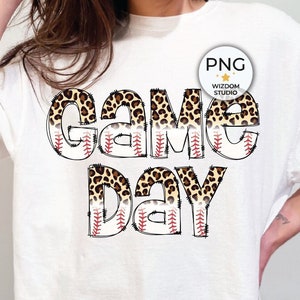 Game Day Baseball PNG Image, Baseball Leopard Letter Design, Sublimation Designs Downloads, Transparent PNG File