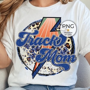 Track Mom PNG Image, Lightning Bolt Track And Field Leopard Blue Design, Sublimation Designs Downloads, PNG File