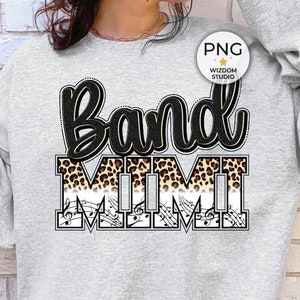 Band Mimi PNG Image, Black Leopard Letters Marching Band Design, Sublimation Designs Downloads, PNG File