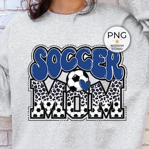 Soccer Mom PNG Image, Soccer Leopard Groovy Blue Design, Sublimation Designs Downloads, PNG File