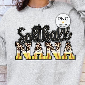 Softball Nana PNG Image, Leopard Softball Grandma Design, Sublimation Designs Downloads, PNG File