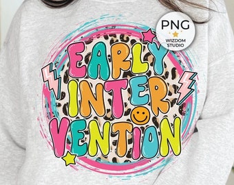 Early Intervention PNG Image, Back to School Lightning Bolt Design, Sublimation Designs Downloads, PNG File