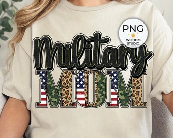 Military Mom PNG Image, Camo Leopard Design, Sublimation Designs Download, Transparent PNG File