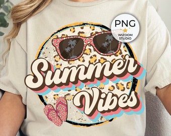 Summer Vibes PNG Image, Retro Leopard Summer Design, Sublimation Designs Downloads, Digital File