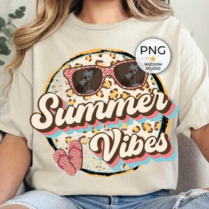Summer Vibes PNG Image, Retro Leopard Summer Design, Sublimation Designs Downloads, Digital File