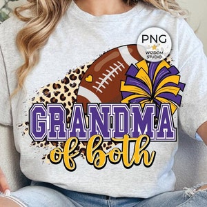 Grandma of Both Football And Cheer PNG Image, Leopard Purple Gold Design, Sublimation Designs Downloads, PNG File