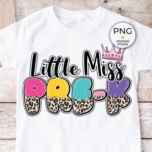 Little Miss Pre-K PNG Image, Back to School Girl Leopard Design, Sublimation Designs Downloads, PNG File