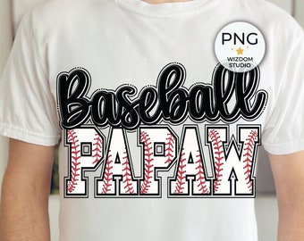 Baseball Papaw PNG Image, Baseball Letter Design, Sublimation Design, Transparent PNG, Digital Download