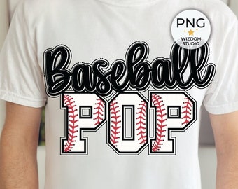 Baseball Pop PNG Image, Baseball Letter Black Design, Sublimation Designs Downloads, PNG File