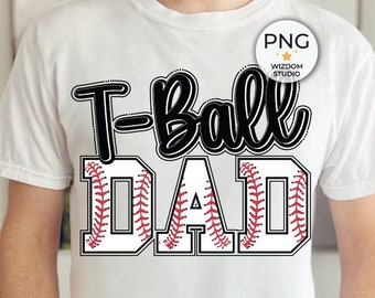 T-ball Dad PNG Image, Tee Ball Black Baseball Design, Sublimation Designs Downloads, PNG File