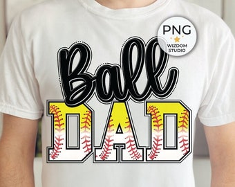 Ball Dad PNG Bild, Baseball Softball Dad Design, Sublimationsdesigns Downloads, PNG Datei