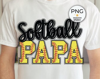 Softball Papa PNG Image, Softball Letter Design, Sublimation Designs Downloads, PNG File