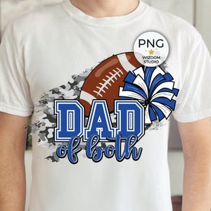 Dad of Both Football And Cheer PNG Image, Camo Blue Design, Sublimation Designs Downloads, PNG File