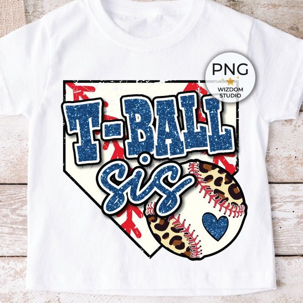 T-Ball Sis PNG Image, Blue Glitter Tee Ball Home Plate Design, Sublimation Designs Downloads, PNG File