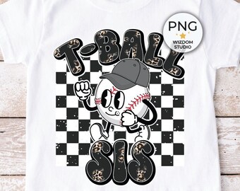 T-Ball Sis Image PNG, Tee Ball Groovy Retro Black Design, Sublimation Designs Downloads, Fichier PNG