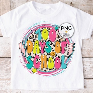 100 Days Of School PNG Image, Leopard Colorful Design, Sublimation Designs Downloads, PNG File