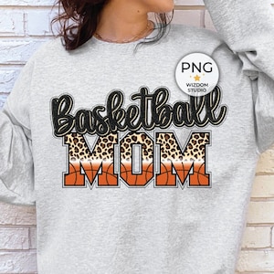 Basketball Mom PNG Image, Basketball Black Leopard Letters Design, Sublimation Design Download, Transparent PNG
