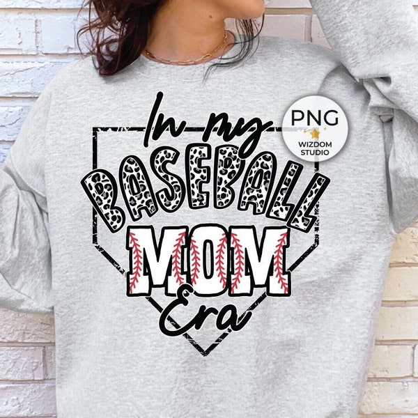 In My Baseball Mom Era PNG Image, Leopard Baseball Letter Design, Sublimation Designs Downloads, PNG File