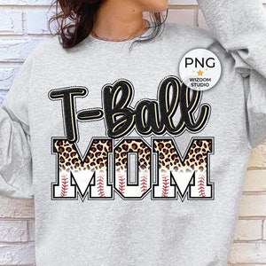 T-ball Mom PNG Image, Leopard Tee Ball Black Design, Sublimation Designs Downloads, PNG File