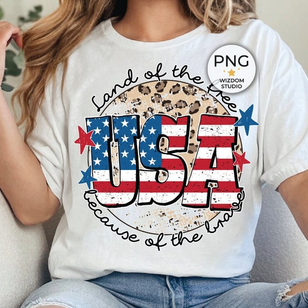 Land Of The Free Because Of The Brave PNG Image, Leopard Patriotic Design, Sublimation Designs Downloads, PNG File (ORIGINAL Design)